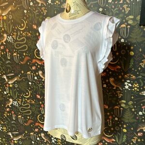 Michael Kors white women’s sleeveless ruffle shirt size large